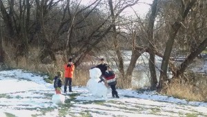 boys and snowmen