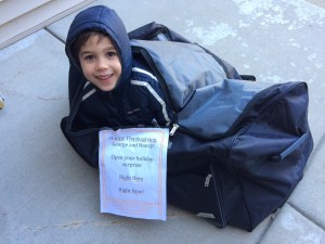 justin and duffle bag